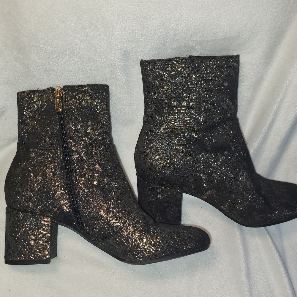 Unisa Ankle Heel Boots Metallic Tapestry Brocade Fabric - Picture 5 of 7